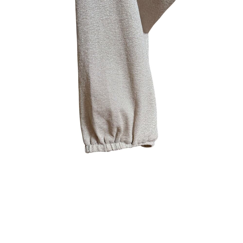 BCBGeneration NWT Champagne Metallic Ruched Square Neck Long Sleeve Crop Top M - Picture 10 of 14